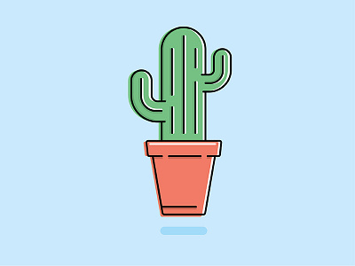 Cact Art cactus clean design flat green line minimalistic nature plant pot simple vector