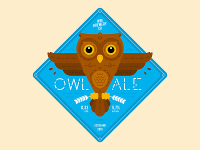 Owl Ale beer label ale beer bird character drink label logo owl scotland type vector wings