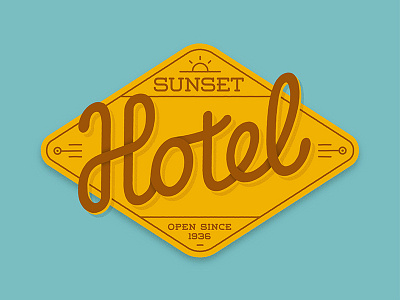 Sunset Hotel Badge badge hotel illustration lettering logo minimalistic retro sun sunrise type vector vintage