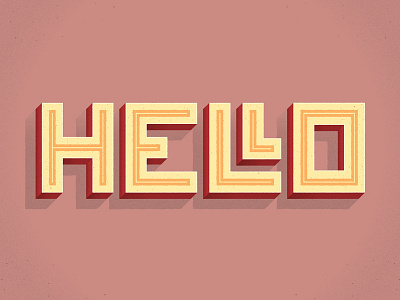 Vintage Hello 3d bevel grain hello illustration inline logo retro shadow type vector vintage