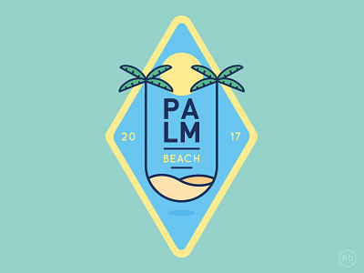 Palm Beach badge beach florida ocean palm sky summer sun tropical usa water