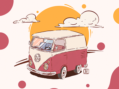 Vintage Kombi cartoon clean color design draw drawing graphic design illustration kombi vintage