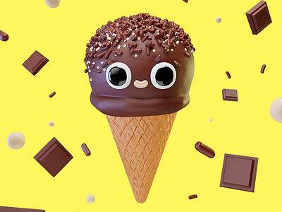 Cool Ice Cream! 3d 3d art 3d character art blender character character design cute graphic design ice cream illustration modeling render