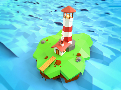 Lighthouse 3d 3d art 3d artist art cartoon cartoon illustration cartooning clean design graphic design illustration render sea ui