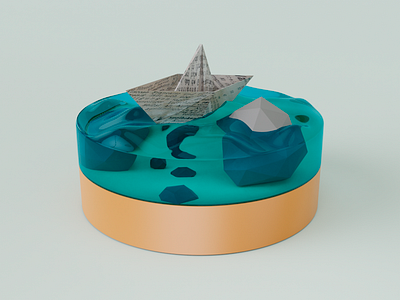 Paper Boat 3d 3d art 3d artist art blender blender render boat clean concepit art concept cute design graphic design illustration paper boat render sea