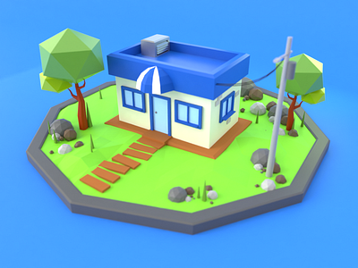 Low Poly Small Blue Store 3d 3d art 3d artist blender blender3dart blue design graphic design illustration lowpoly minimalist render shop