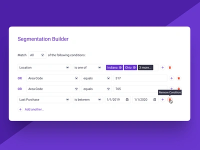 Segmentation Builder builder condition conditions indiana indianapolis innovatemap list builder logic marketing operator segment segment builder segmentation statements ui ux