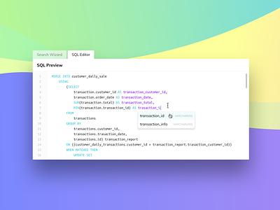 SQL Code Editor autocomplete builder code database design editor indiana indianapolis innovatemap pre preformatted sql sql statement typeahead ui