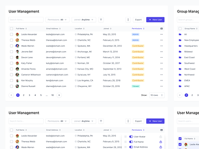 User & Group Management auto layout column column selector data table design figma group indiana indianapolis innovatemap management reorder row select all selector table ui user