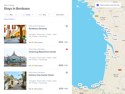 Split View Page Pattern airbnb booking ecommerce house indiana indianapolis innovatemap map search split split screen split view splitscreen travel ui view