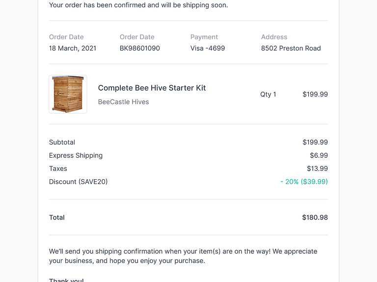 Order Summary Confirmation by Jon Moore on Dribbble