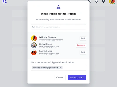 Invite Dialog access add indiana indianapolis innovatemap invitation invite invite to project invites management permissions remove share ui user user list user management users