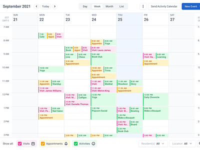 Weekly Calendar activity calendar create activity create event dashboard date date picker event indiana indianapolis innovatemap ui week view weekly calendar