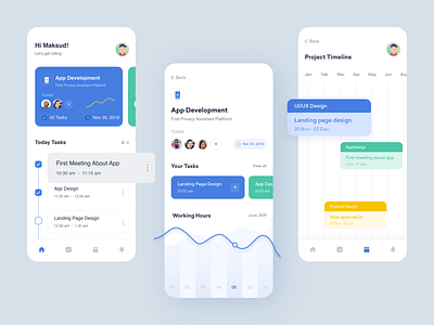 Project Management App analysis app calander clean design minimal mobile ui project management project management app saas app statistics task task management ui ux