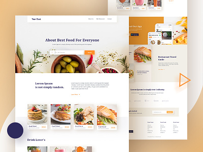 Restaurant Landing Page. drink food food listing landing page minimal restaurant landing page teste typography ui ux website