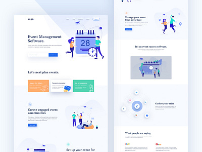 Saas-Event Management Software Landing page agency agency landing page clean event event management homepage illustration landing page management management information system minimal saas saas landing page ui ux website