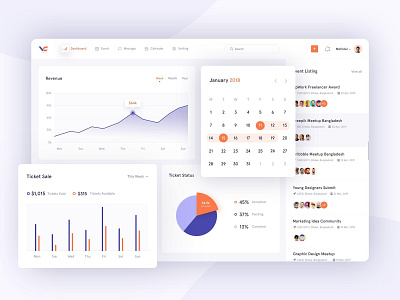 Event management - Dashboard analytic analytics dashboard app chat clean dashbaord event app event management user experience user interface ux web