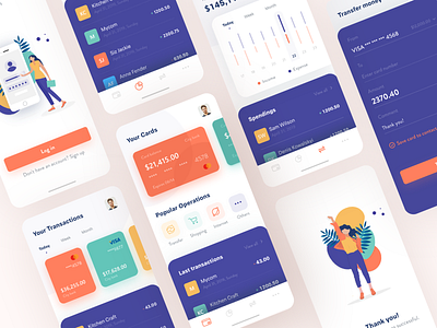 Banking App Concept app bank banking app clean design financial app illustration minimal transaction ui ux