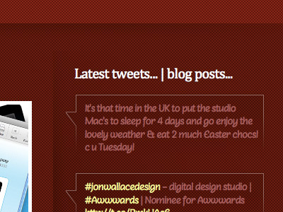 Tweet feed on jonwallacedesign.com jonwallacedesign red twitter feed typography