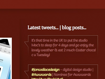 Tweet feed on jonwallacedesign.com