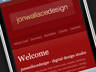 jonwallacedesign - iPhone pocket-sized site iphone jonwallacedesign mobile red site typography