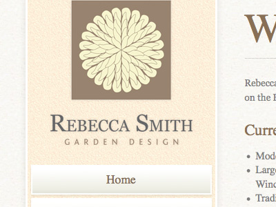 Rebecca Smith Garden Design logo navigation subtle website design