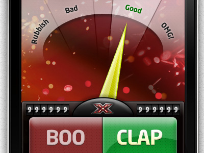 Detail shot from the Official X Factor app iphone itv mobile app red ui design xfactor