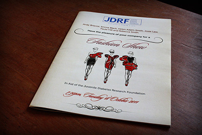 JDRF fashion show programme charity jdrf printwork script