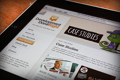 Development Done Right branding and website designwork branding orange typograhy web design