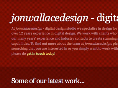 jonwallacedesign 2010 website - preview B design jonwallacedesign red typography web design