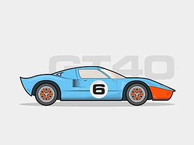 1960 Ford GT 40 1960 6 automobile blue car classic design ford gt40 illustration illustrator orange race ui ux vector vintage wheels