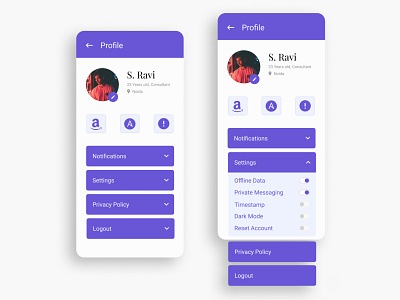 Daily UI Challenge 007 Profile Settings app blogging bule calm daily ui challenge dailyui dailyui 007 flat 2.0 mellow menu design modern ocean profile settings