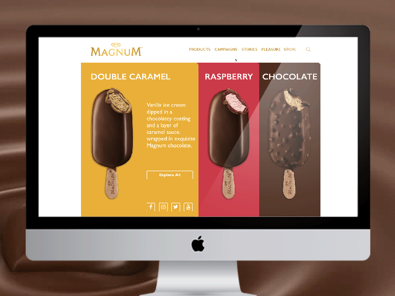 Magnum Ice cream Concept Design concept gif gif animation icecream mac magnum principle sketch app ui