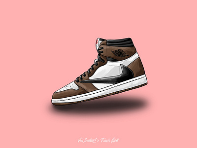 Air Jordan 1 Travis Scott airjordan design drawing illustration nike nike air procreate shoes sneakers vexel