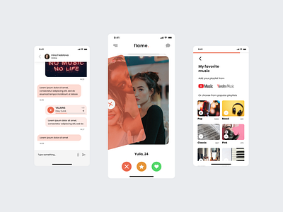 Приложение для знакомств по музыкальным предпочтениям app concept concept art design minimal mobile ui ux