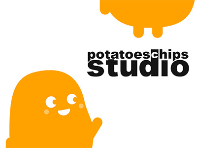 Potatoes chips Logo big brand character ico icon logo orange