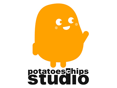 Potatoes chips studio logo brand fun funny ico logo orange potatoe