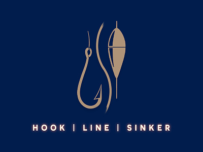 Hook Line Sinker logo brand brand mark branding fishing hook line logo logo mark minimal sinker