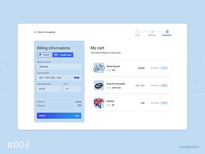 Daily Ui 002 - Checkout bicycle blue branding checkout creditcard cycle dailyui design figma ui web webdesign