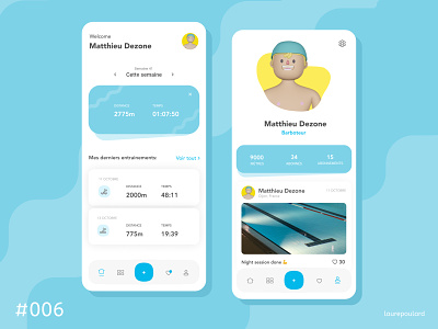 Daily Ui 006 - Profile 3d app blender dailyui design figma graphic design mobile profile swim swimming ui ux waves