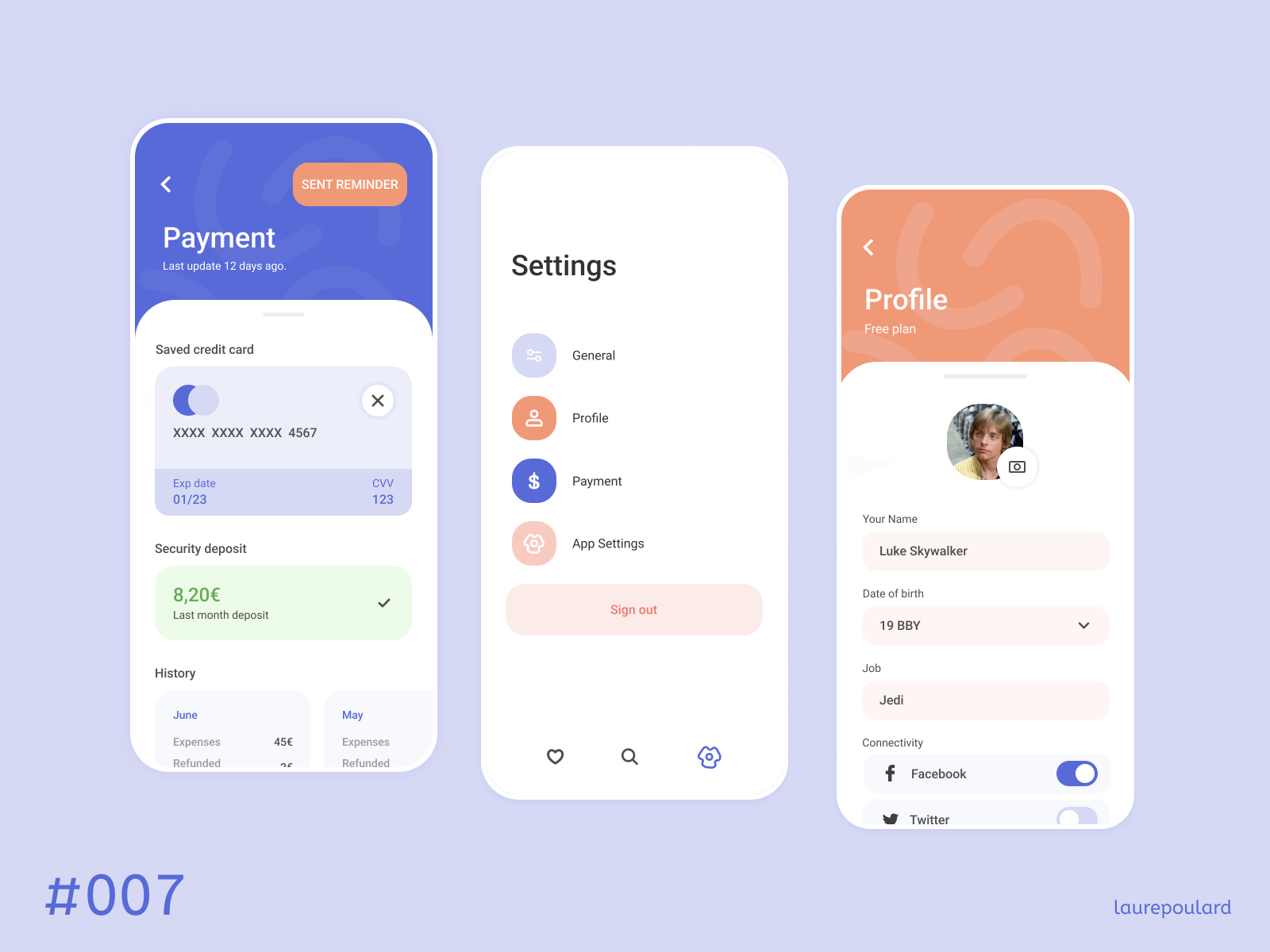 Daily Ui 007 - Settings by Laure Poulard on Dribbble