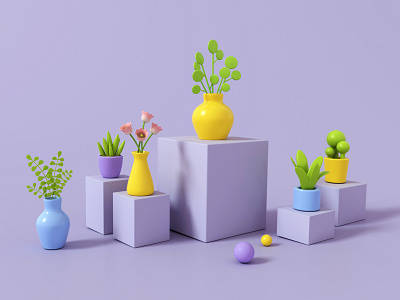 Desktop plant 3d art cinema4d flower flower pot illustration plants