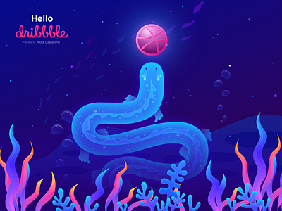 Hello dribbble design illustration ocean sea sketch ui