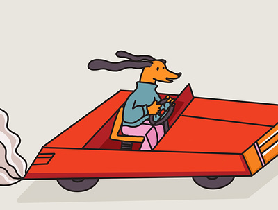 Hang out car design dog drawing hang out illustration