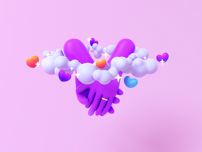 Lovers 3d art cinema4d design hand happy illustration love stars