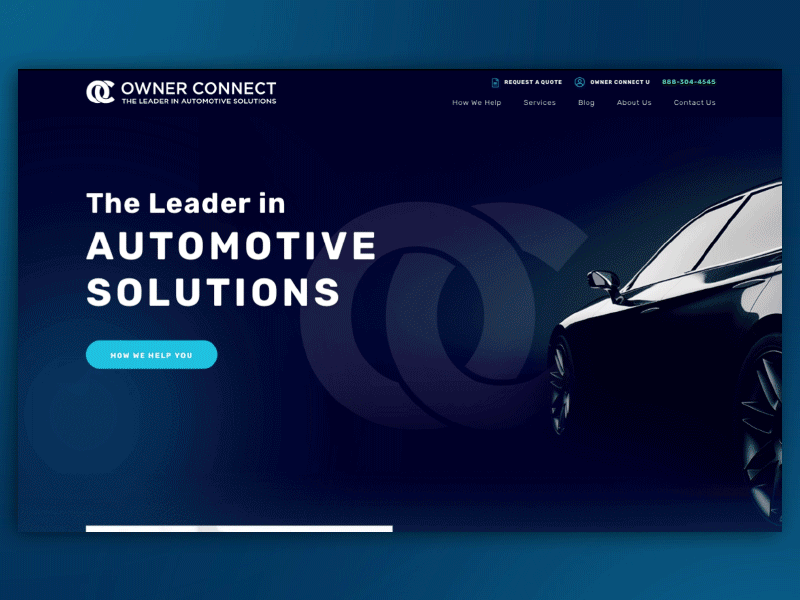 Owner Connect | Web Design auto auto dealer car dark design gradient homepage icons ui design web website