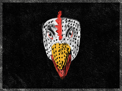 Mask Series 3/7 chalk drawing illustration mask rooster rough sketch