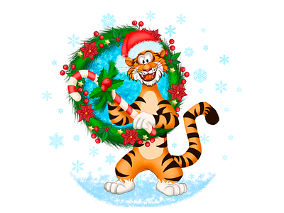 Tiger - New Year cartoon character cristmas decoration holiday illustration new year tiger