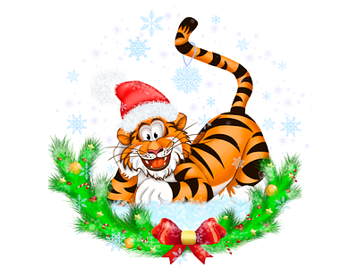 Tiger - Christmas cartoon character christmas holidays illustration new year tiger
