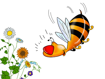 Bee Character 2d art bee cartoon character children flowers illustration inspiration